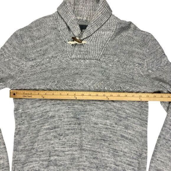 Label Of Graded Goods Sweater Mens Sz Medium Grey Shawl Neck Fishermen Pullover - Picture 9 of 16